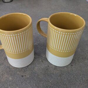 Danica Heirloom 14 oz Ochre Etch Mugs - Set of 2